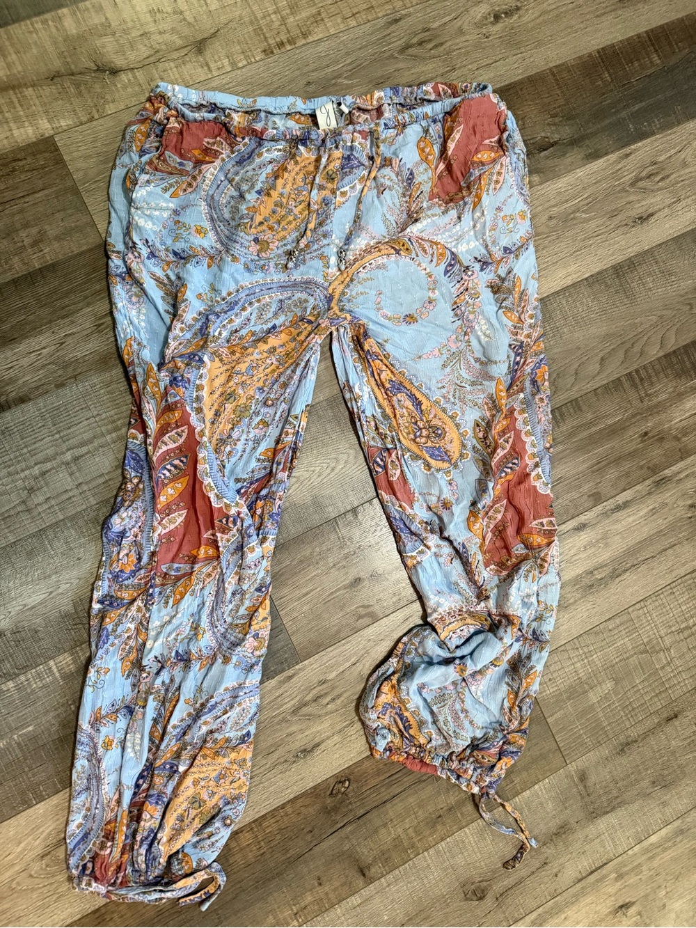 Joie Light Blue and Rust Paisley Swim Coverup Pants